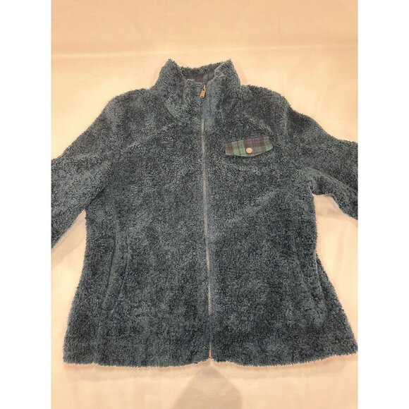 Pendleton Women's Medium Blue Sherpa Teddy Full Zip Fleece Deep Pile Jacket,Sz L - Picture 2 of 9